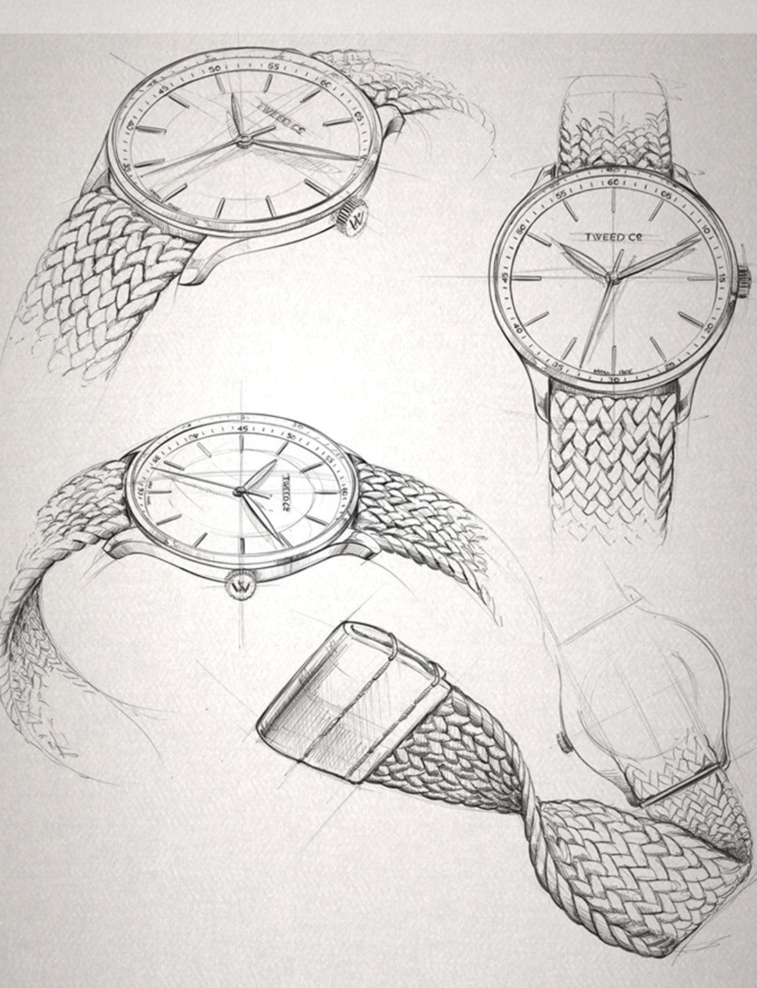 Montre femme Vanessa Or Rose Tweed Co. 36 mm avec bracelet tressé argenté et charm Arbre de Vie