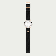 Montre Anna et Bracelet noir tressé élastique, lavable et interchangeable