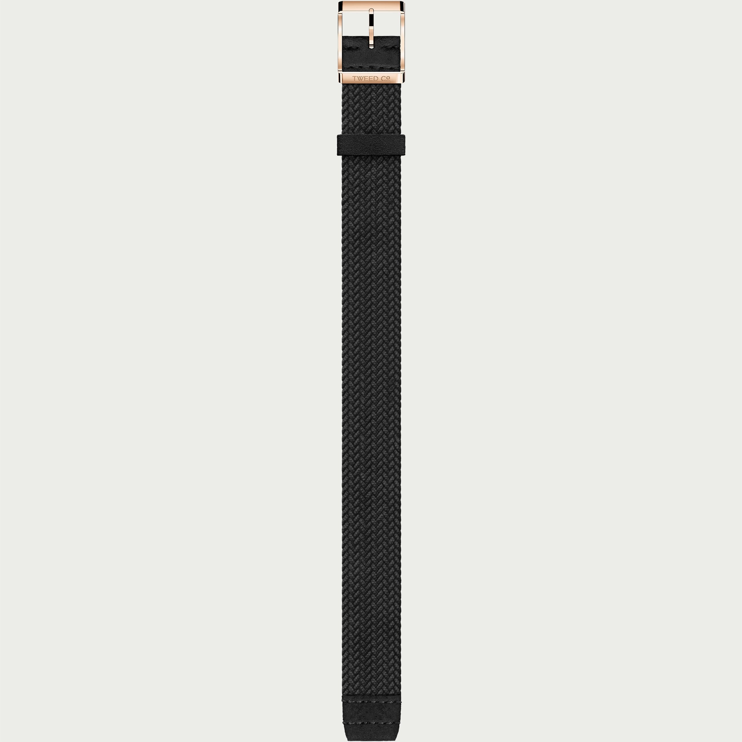 Bracelet noir tressé Tweed Co. – Modèle Dalibor, sobre et raffiné, pour montre 40 mm