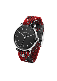 Tweed Co. Duncan with red-black elastic strap and polished steel case
