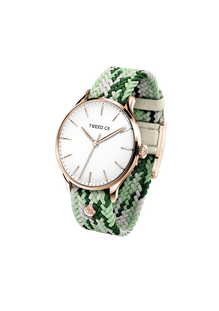 Montre Margot or rose avec bracelet vert – boîtier raffiné et style audacieux