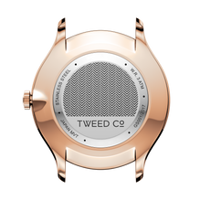 Dos de la montre Luigi Tweed Co. – Gravure du boîtier or rose 40 mm