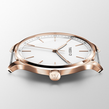 Boîtier or rose de la montre Luigi 40 mm – Finition brillante et couronne gravée
