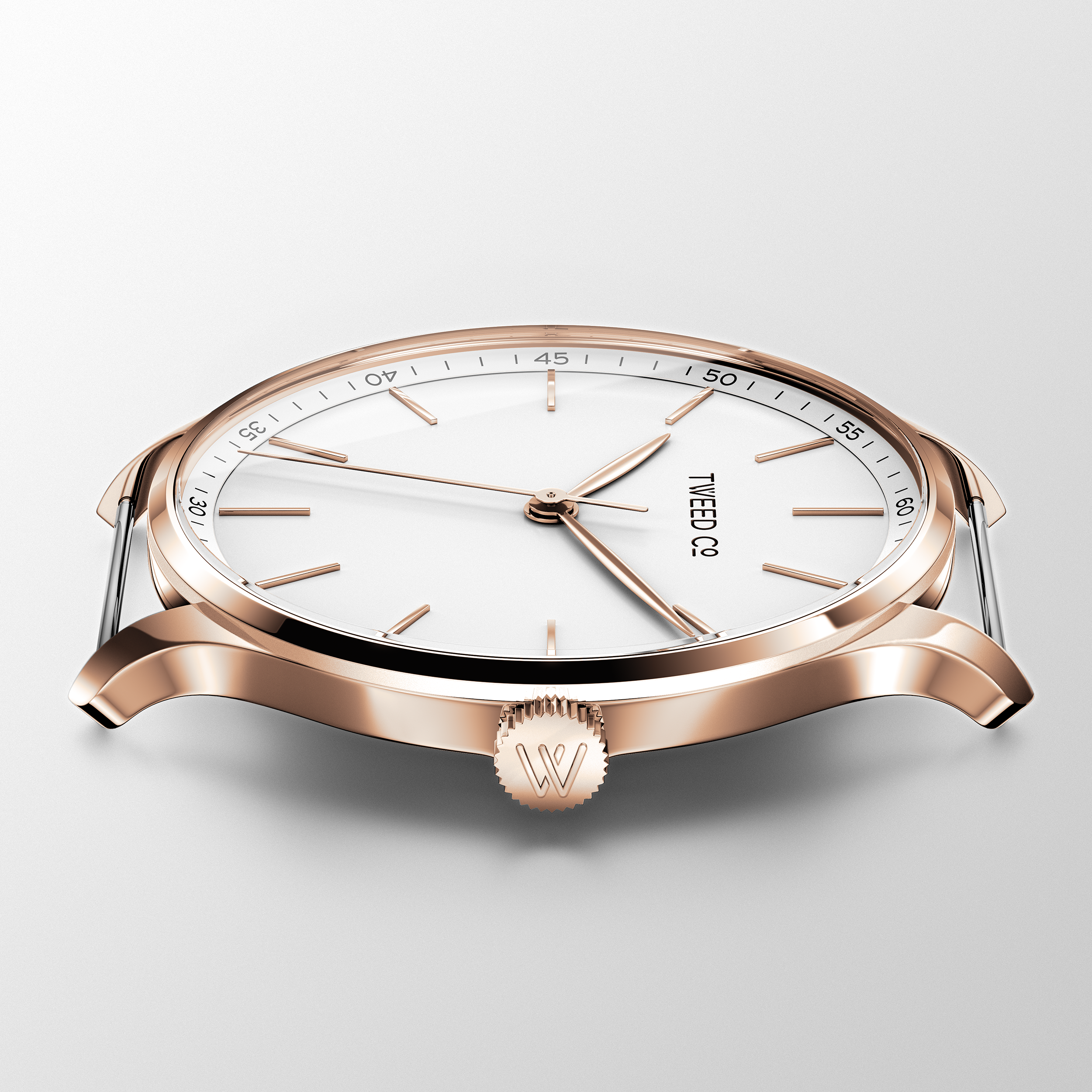 Boîtier or rose de la montre Luigi 40 mm – Finition brillante et couronne gravée
