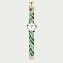 Bracelet interchangeable vert tressé de la montre Margot – élastique, lavable et chic