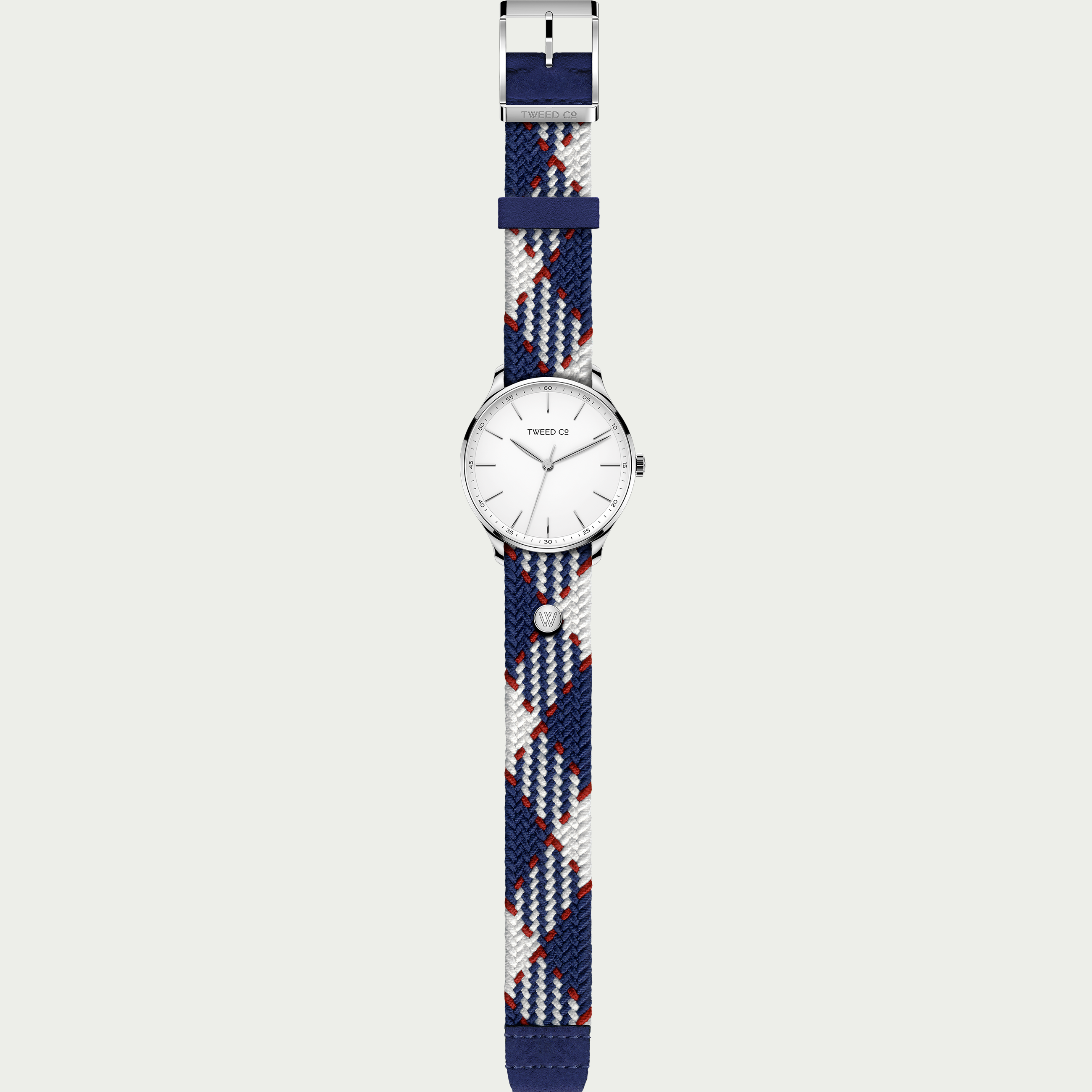 Montre personnalisable Louis acier avec bracelet élastique bleu-rouge-blanc et boucle en acier