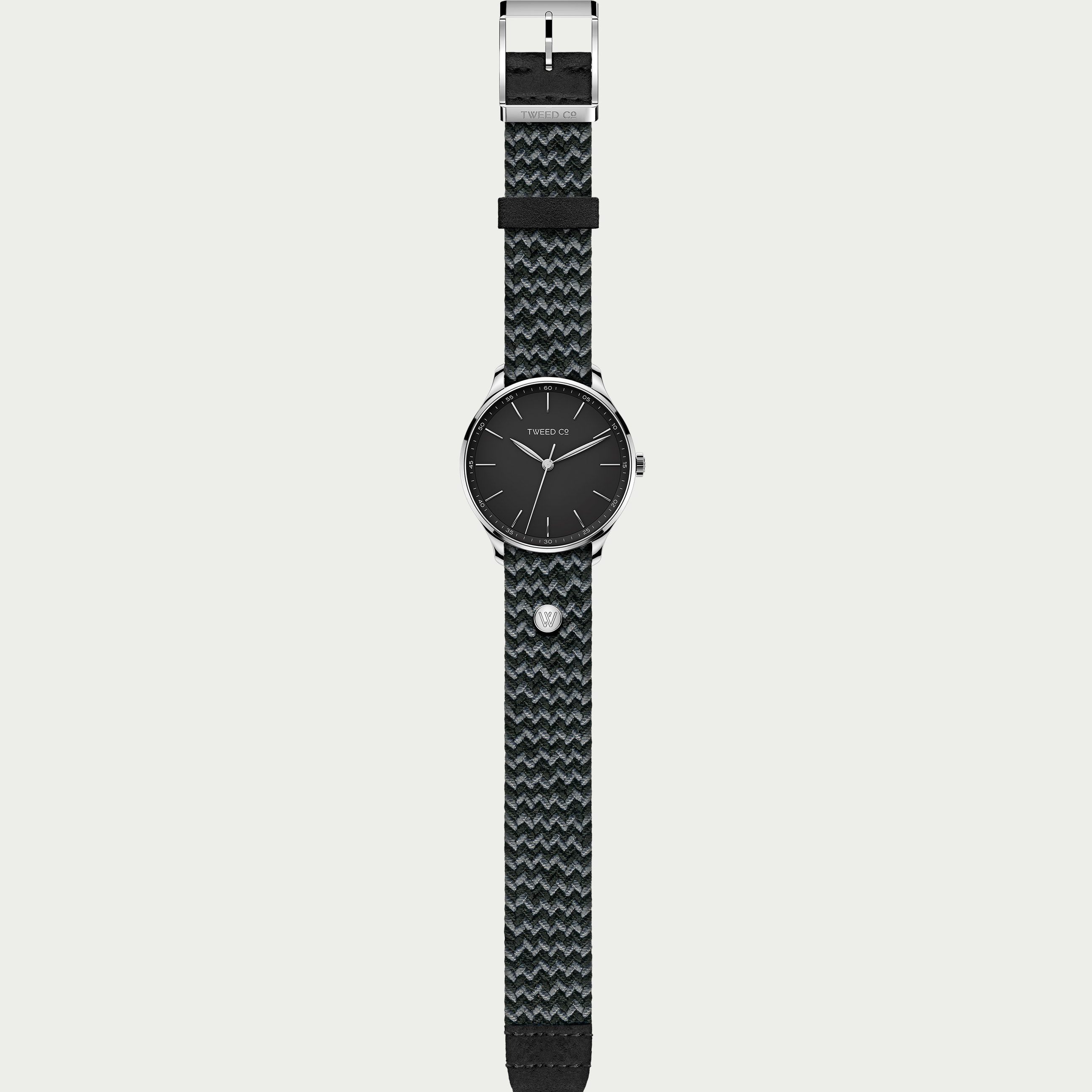 Montre Marty édition limitée avec bracelet tressé gris-noir interchangeable et lavable