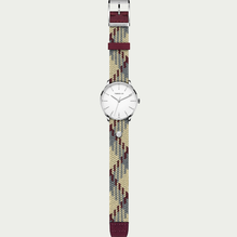 Montre Igor acier avec bracelet tressé élastique bordeaux-beige – Personnalisation facile avec charms