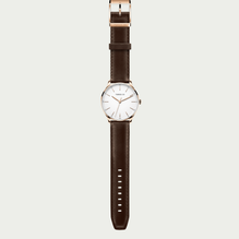 Bracelet cuir brun interchangeable avec boucle or rose pour montre Luigi