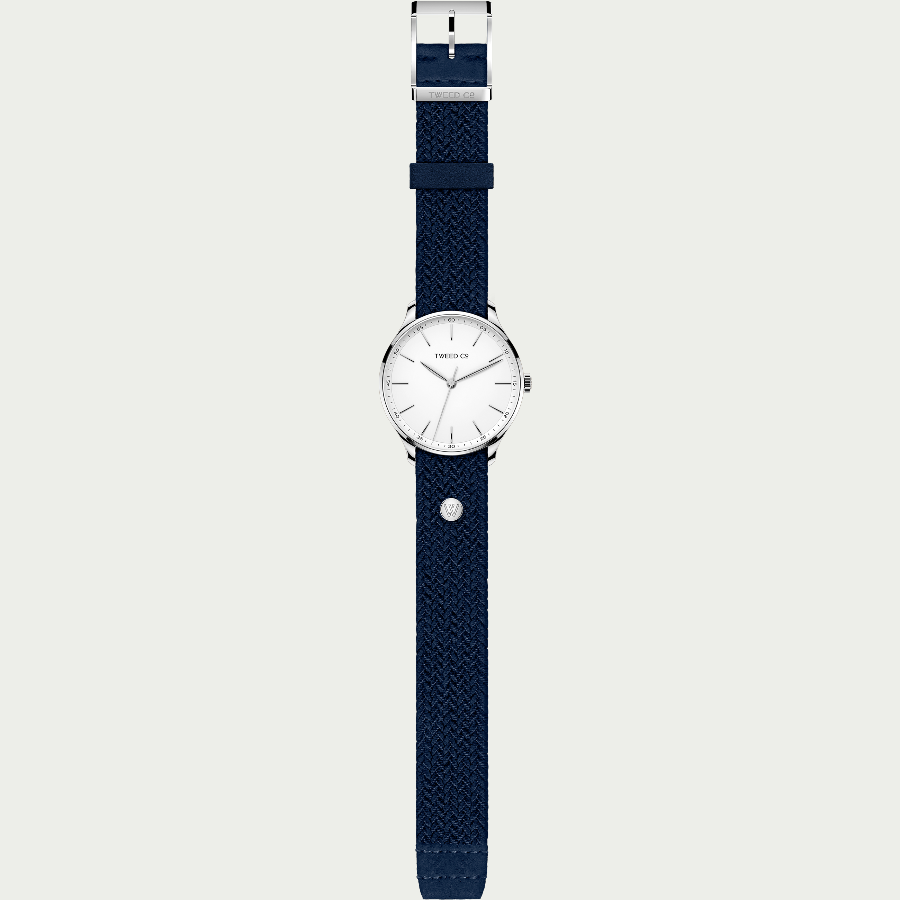 Vue complète de la montre Dylan 40 mm acier avec bracelet interchangeable élastique